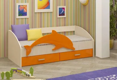 Кровать Дельфин (левая) 80х180 см Латте глянец Ясень шимо светлый 183 -  Купить недорого по ценам от производителя в интернет-магазине