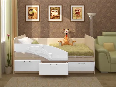 Детская кровать Дельфин-5 с ящиками и бортиком, спальное место 1,6х0,8 м - Детская  кровать Дельфин-5 (1,6 м)
