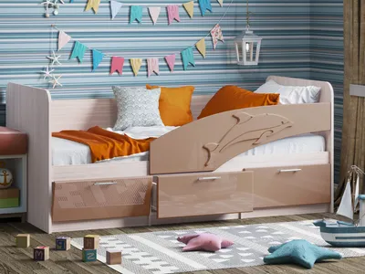 Детская кровать Дельфин-3 МДФ темно-синий (80х160) - купить за 9 490 руб. в  Москве - Интернет магазин «Мебель Скоро»
