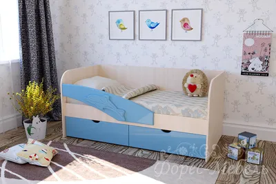 Кровать детская Дельфин/Алиса 1.6 б/м (Дуб белфорт/Зеленый) купить в  Находке по низкой цене в интернет магазине мебели