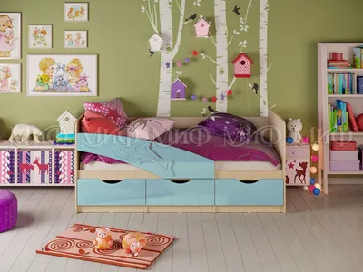Купить с доставкой Дельфин МДФ глянец кровать детская в интернет-магазине  «Мебель-онлайн».