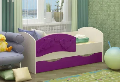 Кровать детская «Дельфин» с мягкой спинкой — Мебель Профи