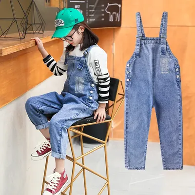 2023 новые джинсы для девочек-подростков, джинсовые комбинезоны, комбинезон  для девочек, детские джинсовые комбинезоны, джемпер, модная одежда на  весну-осень, размер 6-16 | AliExpress
