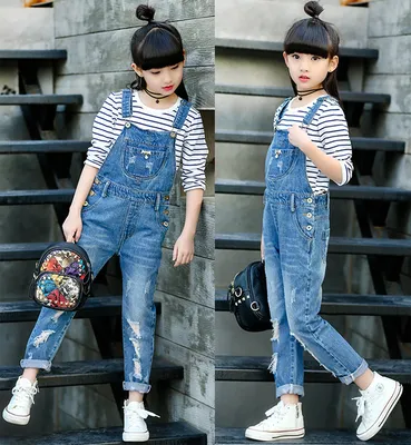 Детский джинсовый комбинезон для девочек, весенний комбинезон с дырками,  джинсовые брюки на подтяжках, детская одежда, одежда для девочек |  AliExpress