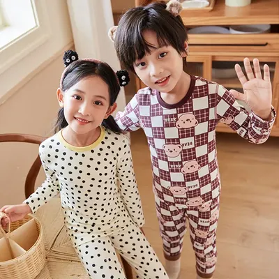 Зимние Детские пижамы для мальчиков, пижамы в Корейском стиле, хлопковая  одежда для сна для маленьких девочек, милая одежда для сна с рисунком  яблока, детские пижамы | AliExpress