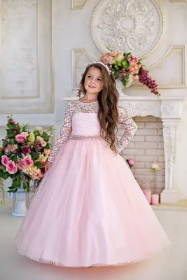 Купить нарядное пышное платье принцесса для девочки с длинным рукавом Nansy  | Купить детские платья оптом от производителя | Валентина Гладун