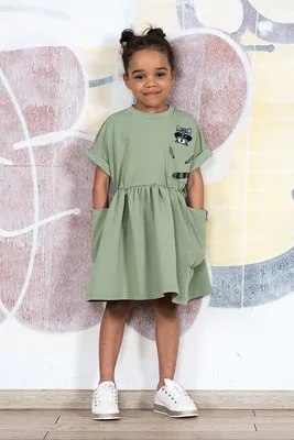 Платье из трикотажа с аппликацией \"Енот\" детское - Leya.me - одеваются  дети, завидуют взрослые!