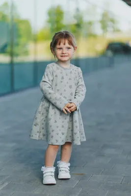Детское платье ПЛ387 (XM0) ➤ детское платье в сердечко от МамаТато Цвет  Серый Детский размер 98