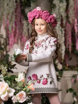 Платье свитерное детское - Арт G-4319/лен-розовый | Интернет магазин  ArgNord.ru