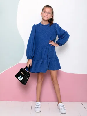 Синее платье-трапеция из ангорового трикотажа 78571 за 358 грн: купить из  коллекции Kibble of joy - issaplus.com