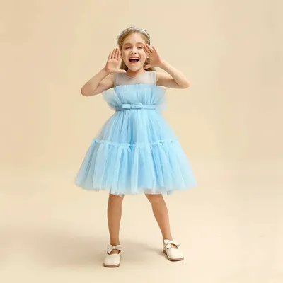 Детское Нарядное Платье с Фатином на Девочку Голубое Платье для Девочки  80-122 См — Купить на BIGL.UA ᐉ Удобная Доставка (1759389776)