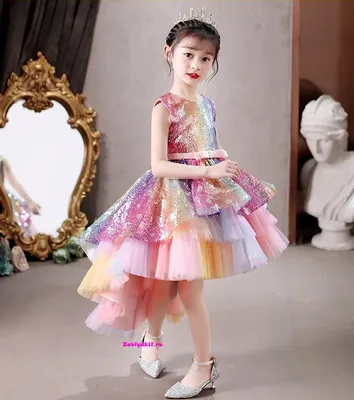 Детское синее платье для девочек 2023, Детские платья-пачки принцессы с  блестками, детское вечернее бальное платье для первого дня рождения |  AliExpress
