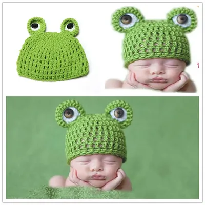 Милые хлопковые шапки для новорожденных, вязаные крючком детские шапки с  цветами, реквизит для фотографии, шляпа лягушки, детский головной убор |  AliExpress