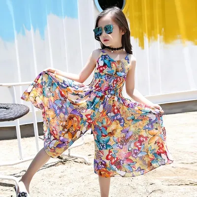Платья с цветами для девочек, богемные детские платья, летние платья с  цветочным принтом для девочек, одежда для девочек-подростков 6, 8, 12, 14  лет | AliExpress