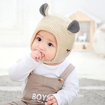 Детские шапки для мальчиков и девочек 1-3 лет, зимние теплые утепленные вязаные  шапки с милыми ушками для малышей – лучшие товары в онлайн-магазине Джум Гик