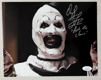 ДЭВИД ГОВАРД ТОРНТОН с подписью Art the Clown 8x10 Фотография TERRIFIER JSA F – HorrorAutographs.com