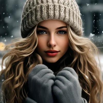 Девушка в красной шапке зимой. :: Сергей – Социальная сеть ФотоКто