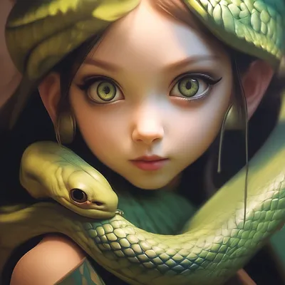 Девушка-змея, антропоморф, большие …» — создано в Шедевруме