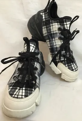 Dior Shoes D Connect Sneaker Black/White Plaid Lace Up Size 37.5 | eBay