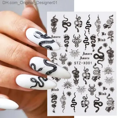 Наклейки 3D Змеиный дизайн ногтей драконы слайдеры наклейки Змея Дизайн  ногтей Маникюр украшения для ногтей | AliExpress