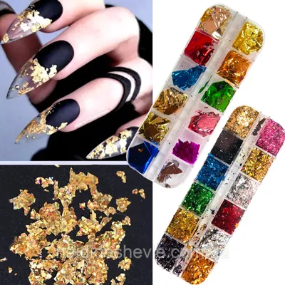 Купить Набор цветной жатой фольги для дизайна ногтей 12 шт. в уп., цена 83  грн — Prom.ua (ID#1437123036)