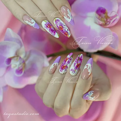 Дизайн ногтей с орхидеями - фото