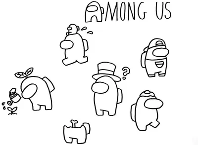 Легкие картинки и рисунки персонажей игры Амонг Ас для срисовки карандашом