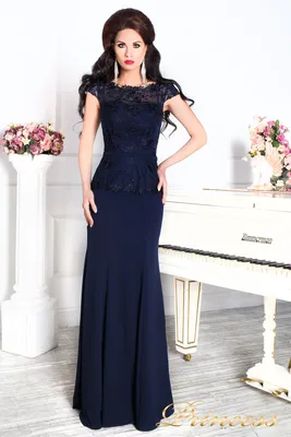 Купить вечернее платье 12084 темно синего цвета navy синего цвета по цене  30500 руб. в Москве в интернет-магазине Принцесса