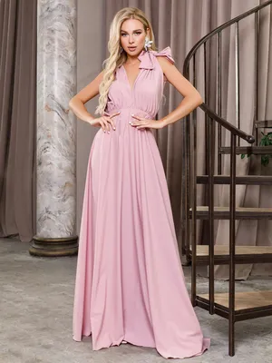 Розовое длинное платье с глубоким декольте 77100 за 552 грн: купить из  коллекции Embrace - issaplus.com