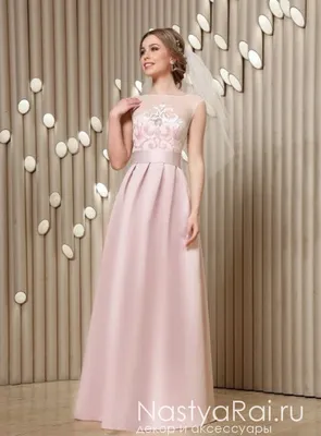 Длинное вечернее платье нежно-розового цвета ZEK025B