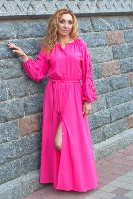 Длинное розовое платье с вышивкой Дерево жизни: продажа, цена в Алматы.  Женские платья от \"VYSHYVANKA_KZ\" - 50763385