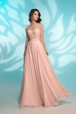 Розовое платье с длинным рукавом Nora Naviano Linnea 31254 pink — купить в  Москве - Свадебный ТЦ Вега