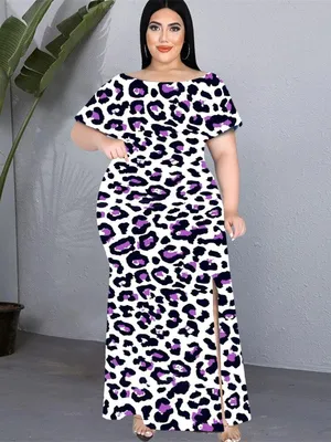Vgh леопардовые пояса тонкое длинное платье с разрезом сбоку женское платье  макси с v-образным вырезом и рукавом-фонариком с выс size L צֶבַע Leopard