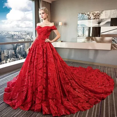 2020 Свадебные платья с длинным шлейфом, элегантные свадебные платья для н…  | Красные свадебные платья, Свадебное платье с длинным шлейфом, Длинные  свадебные платья