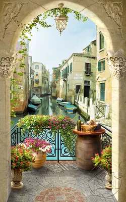 Картины фрески \"Венецианская улочка вид с балкона\" - арт 001000371 | Купить  в интернет-магазине Фото в дом - Фото в дом