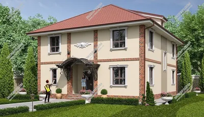Проект дома из СИП на 254,4 м2, размером 10,6 х 12,0 м, двухэтажный,  крыльцо, цена от ЭкоЕвроДом