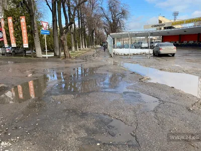 Невозможно проехать. Жители Бишкека жалуются на разбитые дороги - | 24.KG