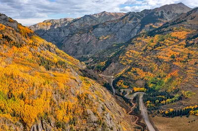Фото америка Colorado Горы Осень Природа Дороги