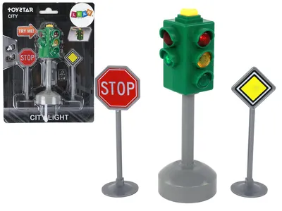 Набор светофоров и дорожных знаков со световыми и звуковыми эффектами цена  | pigu.lt