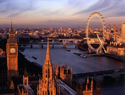 Панорама на Лондонские достопримечательности города - обои на рабочий стол