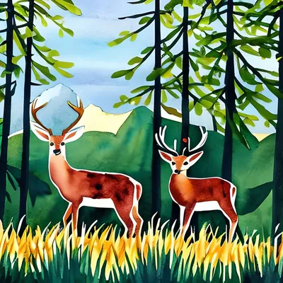Картинки Олени Рога вдвоем дерутся Трава животное