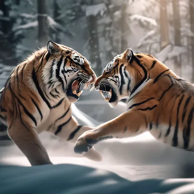 Спаривание Двух Тигров В Лесу — стоковые фотографии и другие картинки Без  людей - Без людей, Бенгальский тигр, Горизонтальный - iStock
