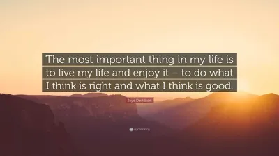 Джей Дэвидсон цитата: «Самое важное в моей жизни — прожить свою жизнь и получать от нее удовольствие — делать то, что я считаю правильным, и то, что я считаю правильным…»
