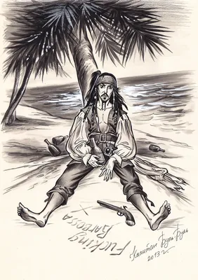 Иллюстрация Капитан Джек Воробей. На острове. в стиле другое |