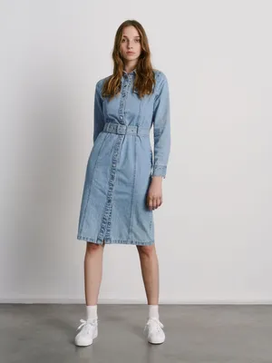 Джинсовое платье-рубашка из органического хлопка Цвет Голубой - RESERVED -  YC009-05J