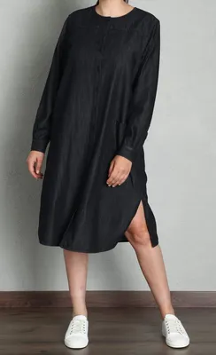 Женское джинсовое платье-рубашка, повседневное джинсовое платье  трапециевидной формы с длинным рукавом, пуговицами и поясом | AliExpress