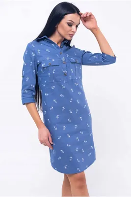 Синее джинсовое платье-рубашка с воланом 74655 за 633 грн: купить из  коллекции Modishness - issaplus.com
