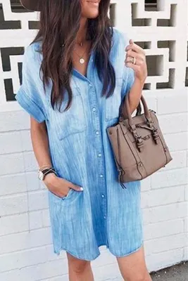 Джинсовое платье-рубашка синее — Asos, акция действует до 14 августа 2025  года | LeBoutique — Коллекция брендовых вещей от Asos — 6440497