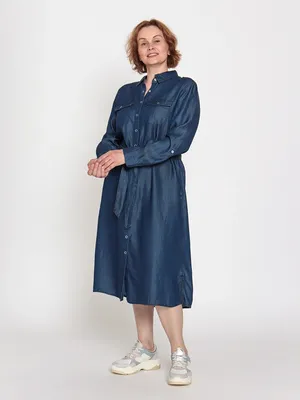 Синее джинсовое платье-рубашка с карманами купить, цены на Женская одежда и  куртки в интернет магазине женской одежды M-FASHION