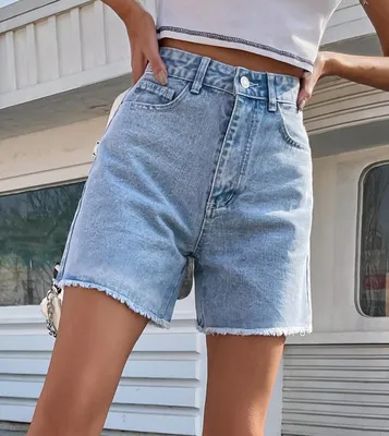 ₪82-Синие женские джинсовые шорты Streamgirl летние повседневные шикарные  свободные джинсовые шорты с высокой талией для женщин ле-Description